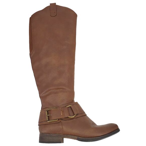 Unr8ed Barbaro Womens Size 6 Buckle Riding Biker Boot Tall Brown Leather - Picture 1 of 8